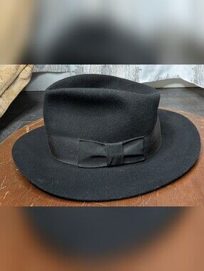 Vtg 1984 Lucasfilm Indiana Jones Authentic Hat Stetson Wool Felt USA Made Black